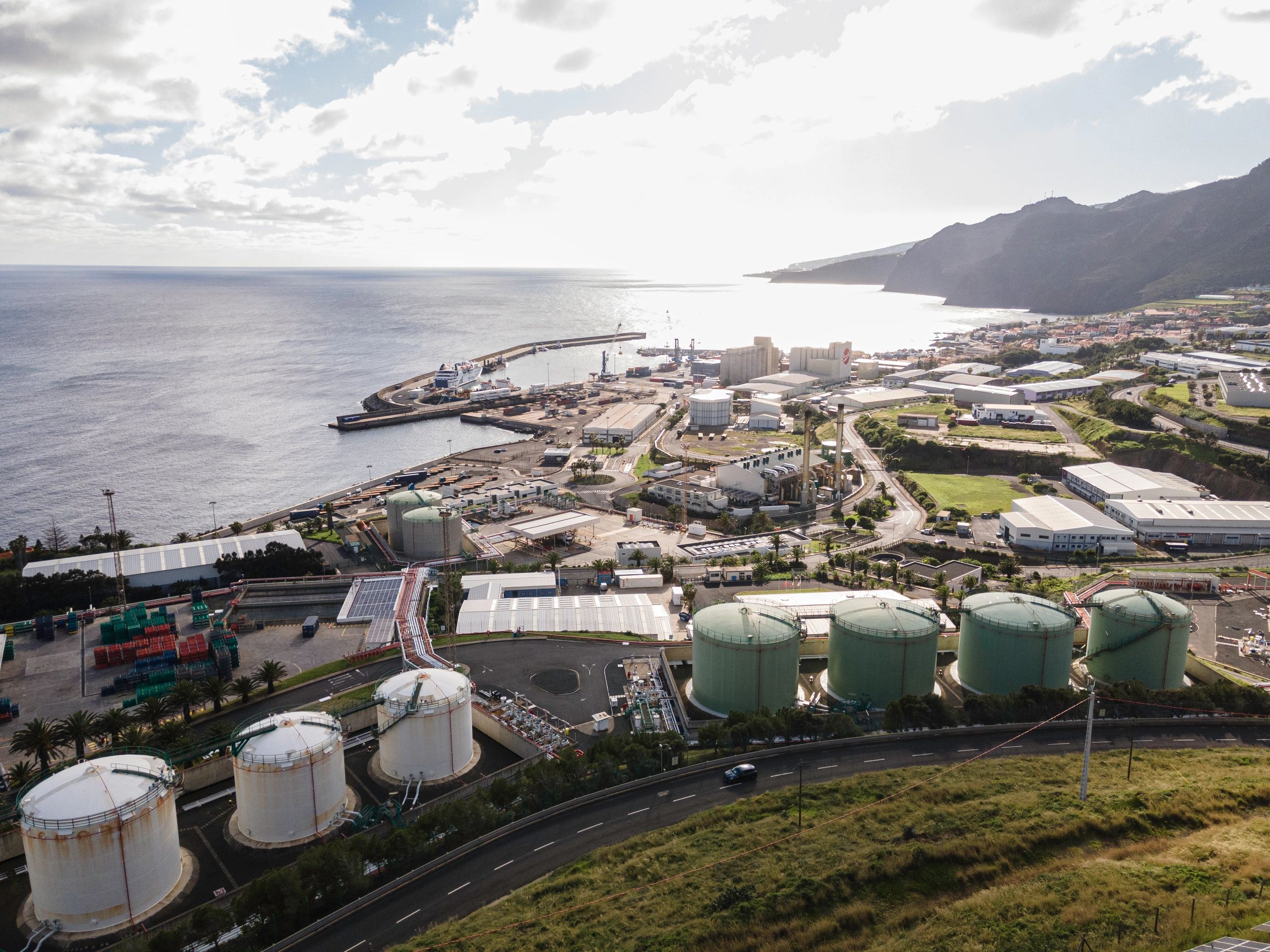 Aerial view of industrial zone and energy infrastructure